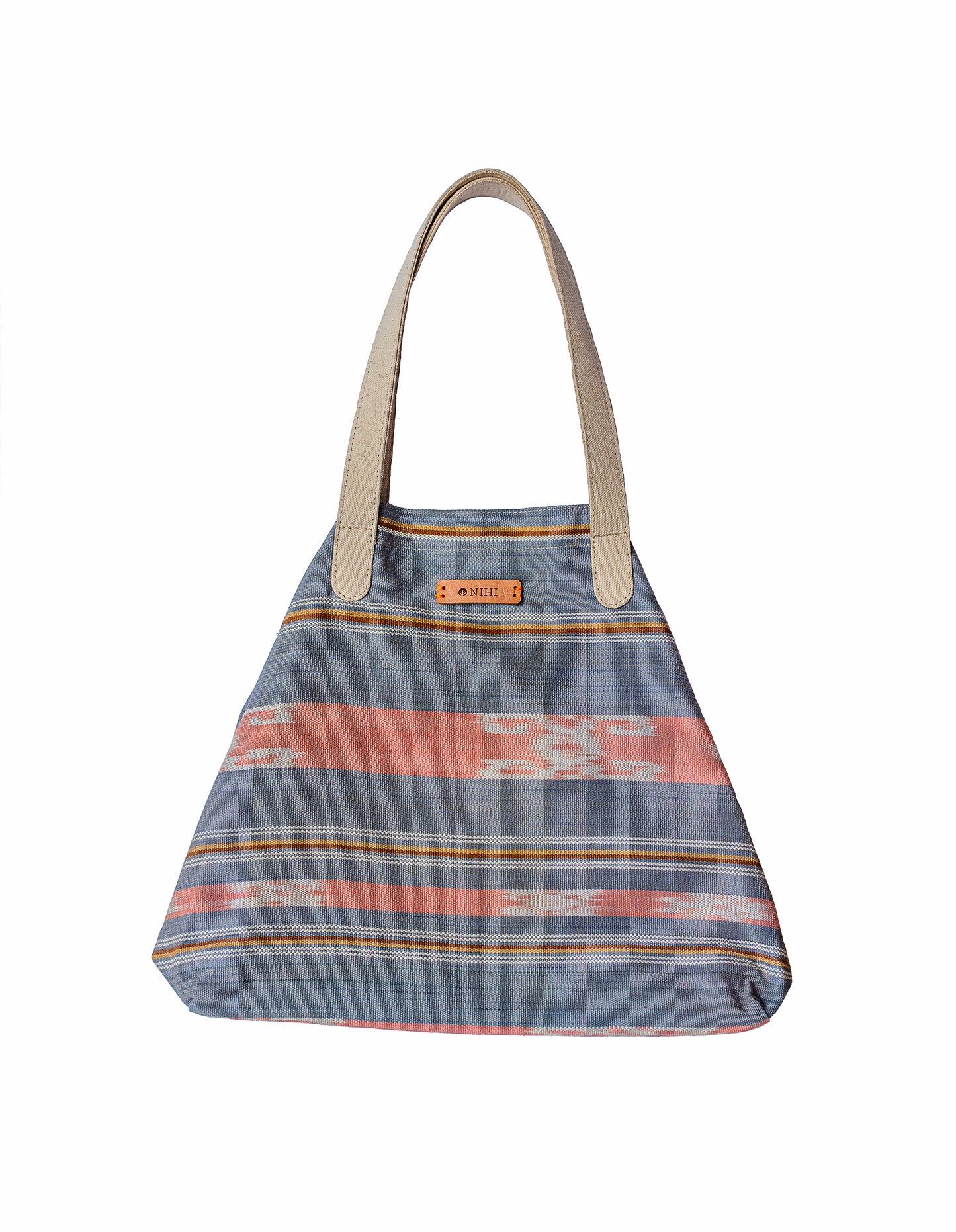 Ikat Triangle Tote Blue and Pink